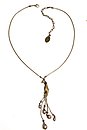 image for necklace pendant Burlesque blue Very Light Antique Silver (hand-like element & hang-in 5 lines of pearl on a chain neckline)