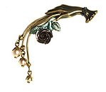 image for brooch Burlesque blue Very Light Antique Silver (hand-like element with hang-in pearls & flower)