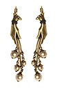 image for earring eurowire dangling Burlesque blue Very Light Antique Silver (hand-like element with hang-in pearls)