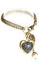 image for bracelet Burlesque blue Very Light Antique Silver (hang-in heart with crystal metallic blue stones along the chain)