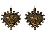 image for earring eurowire Angel's Heart white very lt. antique brass/antique brass