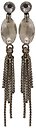 image for earring stud dangling Eye of the Cobra white silver antique silver (SS 34: crystal; hang-in 18 X 11 mm crystal silver shade oval stone & several chain in line)