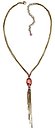 image for necklace-Y Eye of the Cobra red/dark rose antique brass (18 X 11 mm crystal red magma oval stone with hang-in chain in the centre; chain neckline)