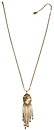 image for necklace pendant Burlesque black/pink Very Light Antique Brass (designed dancing lady medallion with stones around & hang-in several chain; chain neckline)