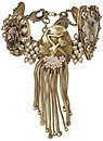 image for bracelet Burlesque black/pink Very Light Antique Brass (several designed metal medallions, chains & pearls together)