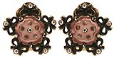 image for earring clip Burlesque black/pink Very Light Antique Brass (small; coloured flower with ribbons around)