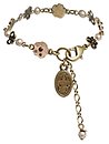 image for bracelet Burlesque black/pink Very Light Antique Brass (coloured flowers with stones, ribbons & pearls together)