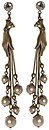 image for earring stud dangling Burlesque beige/white Very Light Antique Brass (SS 34: crystal silver shade; hand-like element & hang-in 5 lines of pearl)