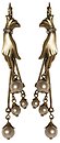 image for earring eurowire dangling Burlesque beige/white Very Light Antique Brass (hand-like element with hang-in pearls)