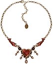 image for necklace Burlesque red Very Light Antique Brass (hand-like elements & heart in the centre; 3 lines chain neckline)