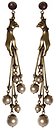 image for earring stud dangling Burlesque red Very Light Antique Brass (SS 34: burgundy; hang-in hand-like element with pearls)