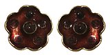 image for earring stud Burlesque red Very Light Antique Brass (coloured flower with stones)