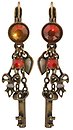image for earring eurowire dangling Rough Kingdom red antique brass