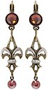 image for earring eurowire dangling Rough Kingdom red antique brass