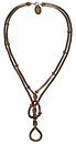 image for necklace (long) Eye of the Cobra red/dark rose antique brass (2 lines twisted; chain neckline with SS 7: crystal red magma & fuchsia stones)