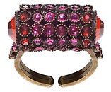 image for ring Eye of the Cobra red/dark rose antique brass (designed chain with SS 7: crystal red magma & fuchsia stones)