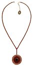 image for necklace-Y Mongolian Princess red antique brass (44 mm round velvet element on a 90 cm chain bended with cord neckline)