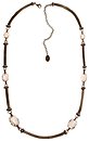image for necklace (long) Eye of the Cobra white antique brass (7 crystal silver shade oval stones & chain along the neckline)