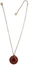 image for necklace pendant Mongolian Princess red antique brass (23 mm round velvet element bended with cord on a chain neckline)