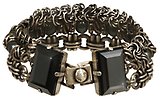 image for bracelet La Comtesse black/blue antique silver (3 lines; chain & pearls with 18 x 13 mm jet hematite stones)