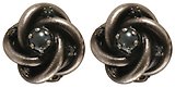 image for earring clip La Comtesse black/blue antique silver (round twisted-wire designed with 6 mm pearl in the centre)