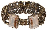 image for bracelet La Comtesse brown antique brass (3 lines; chain & pearls with 18 x 13 mm crystal golden shadow stones)