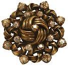 image for brooch La Comtesse brown antique brass (designed flower-like metal with stones around)