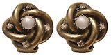 image for earring clip La Comtesse brown antique brass (round twisted-wire designed with 6 mm pearl in the centre)