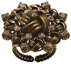 image for ring La Comtesse brown antique brass (designed flower-like metal with stones around)