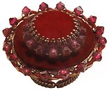 image for ring Mongolian Princess red antique brass (30 & 18 mm round velvet elements bended with beads)