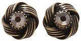 image for earring stud La Comtesse brown antique brass (small; flower-like metal with SS 12: crystal golden shadow in centre)