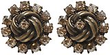 image for earring stud La Comtesse brown antique brass (small flower with PP 11: crystal golden shadow around)