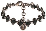 image for bracelet La Comtesse black/blue antique silver (16 cm chain bended with ribbon & PP 32: jet & jet hematite stones)