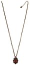 image for necklace pendant Eye of the Cobra red/dark rose antique brass (oval pendant with 30 X 22 mm crystal red magma oval stone & chain around; chain neckline)