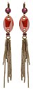 image for earring eurowire dangling Eye of the Cobra red/dark rose antique brass (SS 34: fuchsia; hang-in 23 X 14 mm crystal red magma oval stone & several chain in line)
