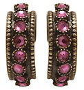 image for earring stud Eye of the Cobra red/dark rose fuchsia antique brass (SS 7: fuchsia stones)