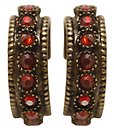 image for earring stud Eye of the Cobra red/dark rose crystal red magma antique brass (SS 7: crystal red magma stones)
