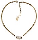 image for necklace Eye of the Cobra white antique brass (23 X 14 mm crystal silver shade oval stone on chain neckline)