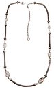 image for necklace (long) Eye of the Cobra white silver antique silver (7 crystal silver shade oval stones & chain along the neckline)