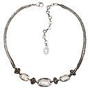 image for necklace Eye of the Cobra white silver antique silver (3 crystal silver shade oval stones in the centre; chain neckline)