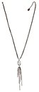 image for necklace-Y Eye of the Cobra white silver antique silver (28 X 17 mm crystal silver shade oval stone with hang-in chain in the centre; chain neckline)