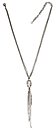 image for necklace-Y Eye of the Cobra white silver antique silver (28 X 17 mm crystal silver shade oval stone with hang-in chain in the centre; chain neckline)