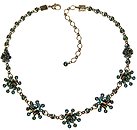 image for necklace Magic Fireball green crystal vitrail medium antique silver