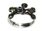 image for ring Magic Fireball green crystal vitrail medium antique silver (small)