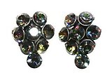 image for earring stud Magic Fireball green crystal vitrail medium antique silver (small)