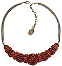 image for necklace Africanica red/orange antique brass (several ball elements along half the chain neckline)