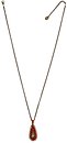 image for necklace pendant (long) Africanica red/orange antique brass (small teardrop-shape element with stones on 72 cm chain neckline)