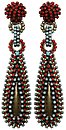 image for earring clip dangling Africanica multi antique brass (big; round & teardrop-like elements with stones in line)