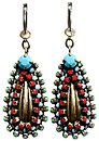 image for earring dangling Africanica multi antique brass (hang-in small teardrop-like element with stones)