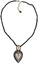image for necklace pendant (long) Yoga white antique brass (coloured designed teardrop-shape elements on coloured cord neckline)